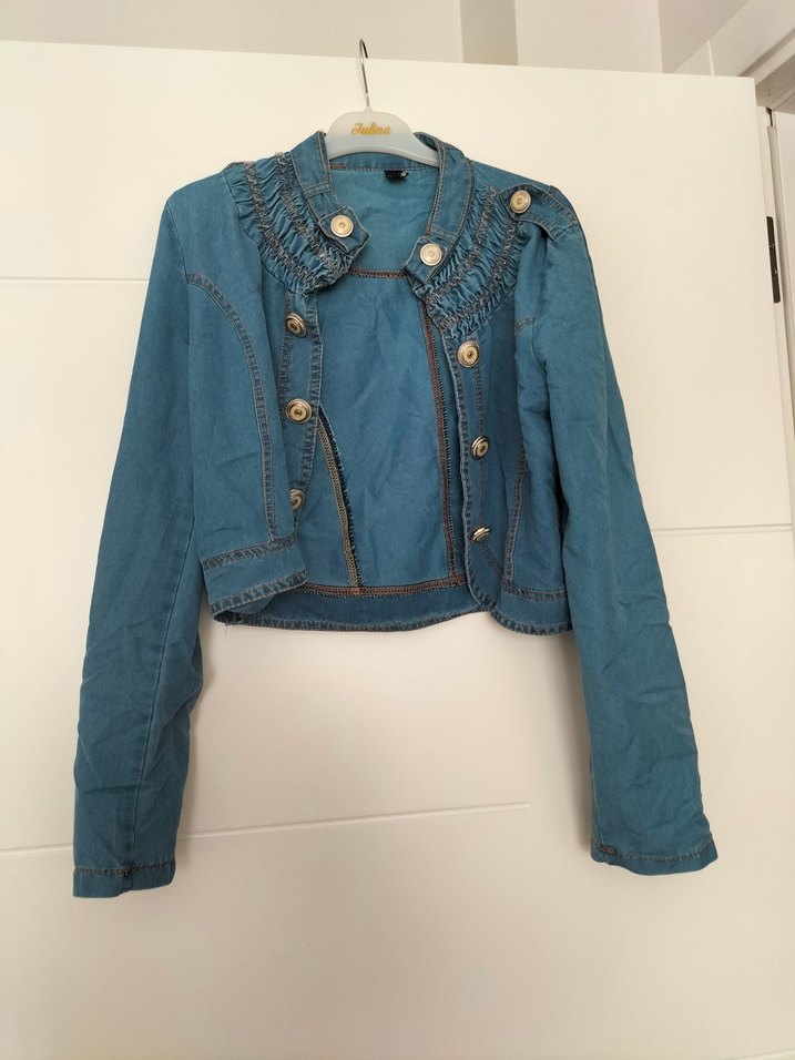 Düğmeli Mavi Uzun Kot Kadın Takım - Görsel 3