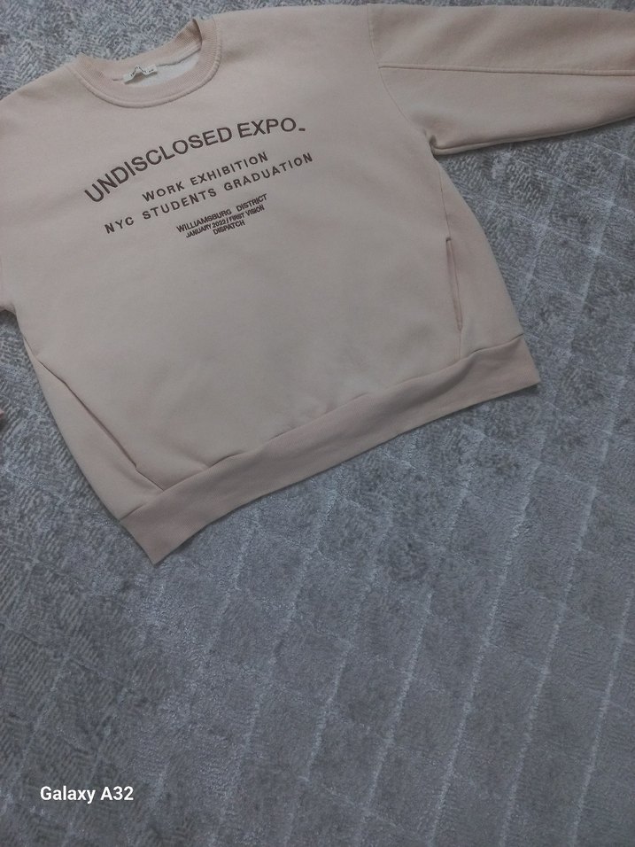 Bej Kadın Sweatshirt Uzun Kollu Street Wear - Görsel 2