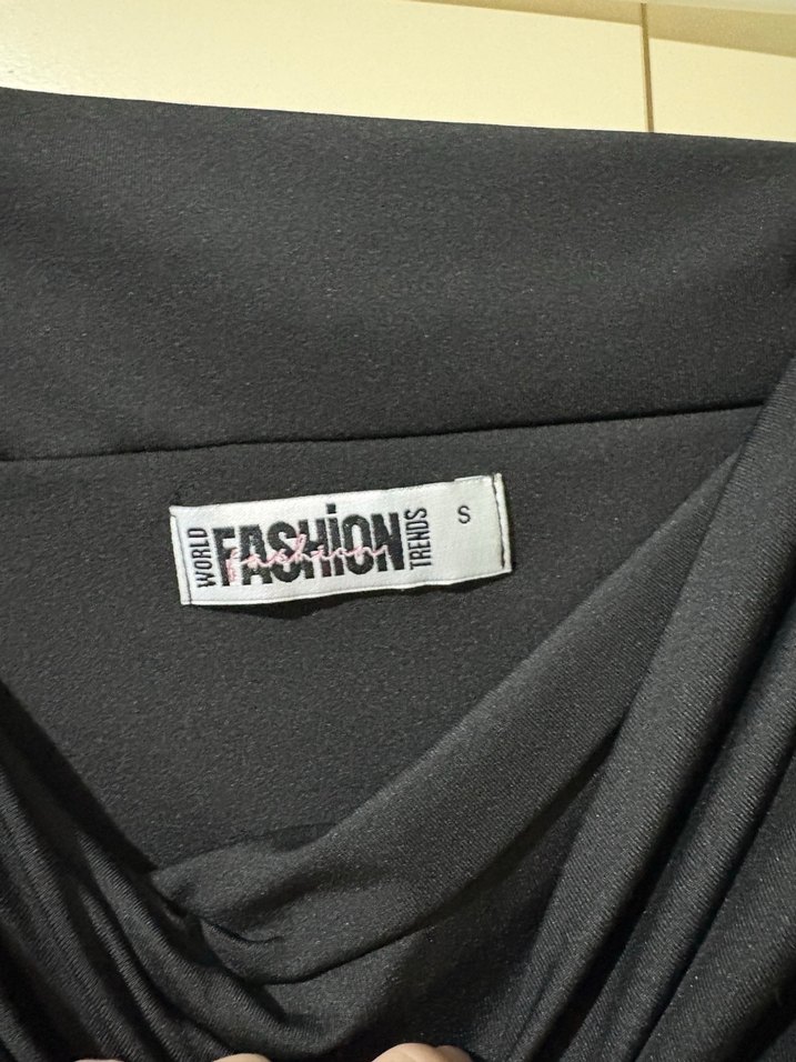 Madonna yaka büzgülü uzun kollu mini elbise - Görsel 3