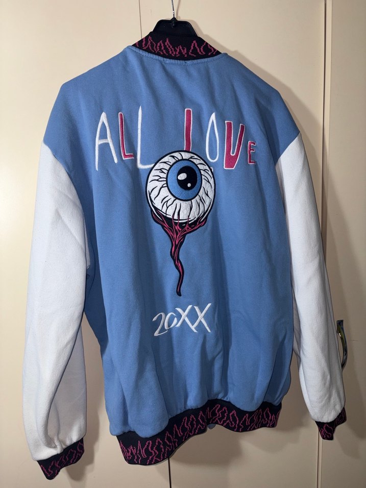 Mavi Baskılı Düğmeli Street Wear unisex Ceket - Görsel 2