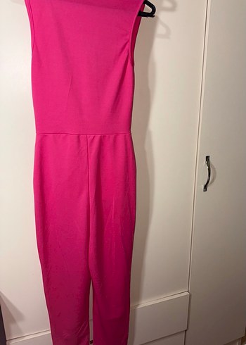 Pembe V Yakalı Kadın Tulum - Görsel 2