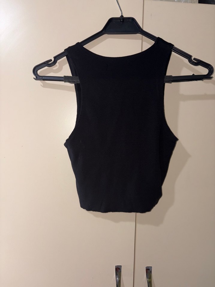 Siyah Mini Kolsuz Kadın Atlet - Görsel 2