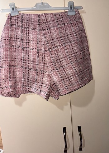 Düğmeli Pembe Mini Etek - Görsel 2