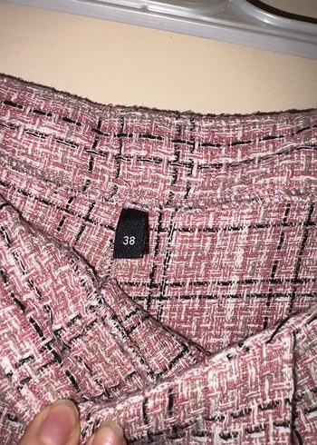 Düğmeli Pembe Mini Etek - Görsel 3