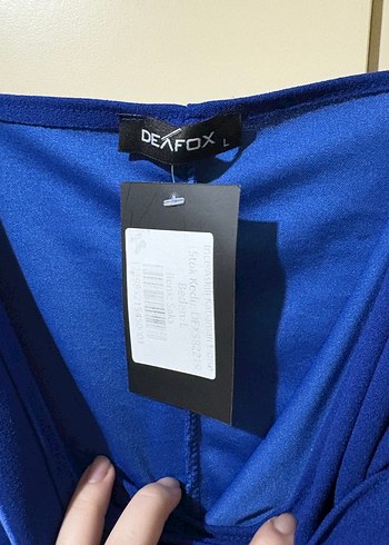 Mavi Drapeli Midi Sırtı Açık Kadın Elbise - Görsel 3