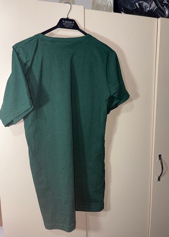 Koyu Yeşil Keten Salaş Tişört - Görsel 2