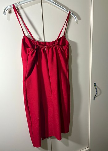 Kırmızı Drapeli İnce Askılı Mini Elbise - Görsel 2