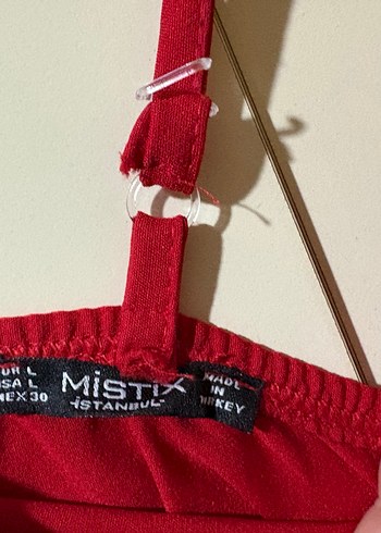 Kırmızı Drapeli İnce Askılı Mini Elbise - Görsel 3