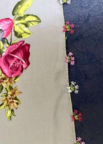 Gri Dantel Kenarlı Bohem Kadın Fular - Görsel 2