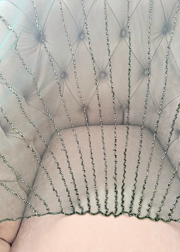 İşlemeli Boncuklu zümrüt yeşili kına nişan duvak - Görsel 2