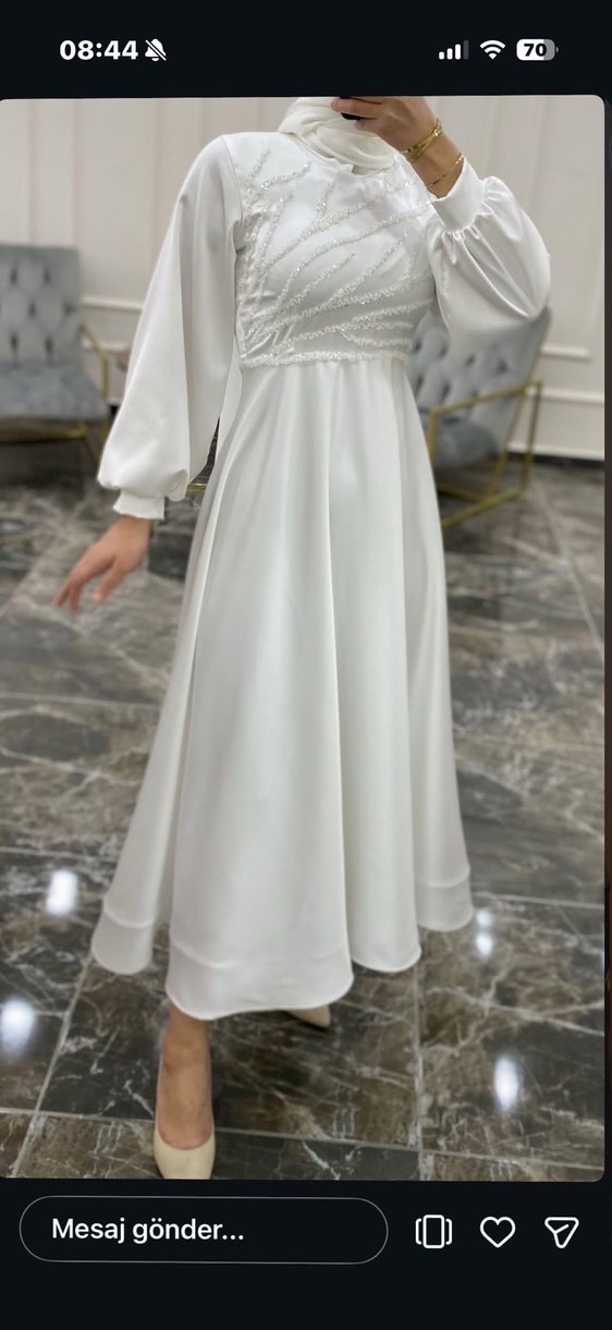 Gri Uzun Drapeli Kadın Abiye Elbise - Görsel 2