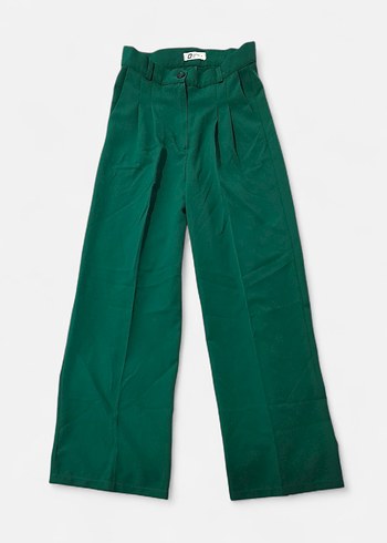 Yeşil Pileli Palazzo Pantolon - M - Görsel 2