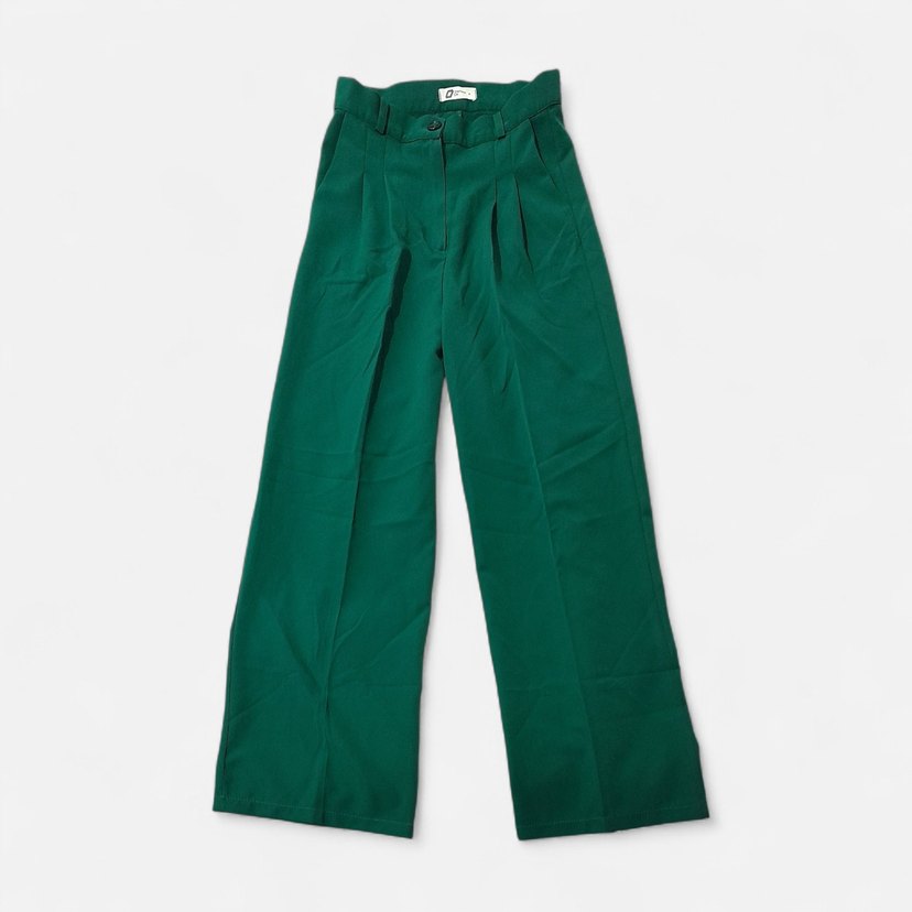 Yeşil Pileli Palazzo Pantolon - M - Görsel 2