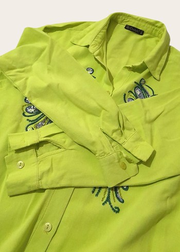 Nakışlı Fıstık Yeşili Gömlek (S/M Beden) - Görsel 5