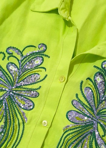 Nakışlı Fıstık Yeşili Gömlek (S/M Beden) - Görsel 3