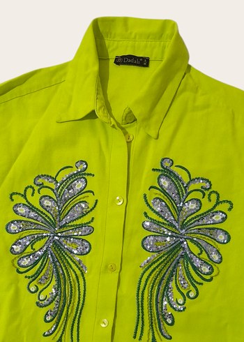 Nakışlı Fıstık Yeşili Gömlek (S/M Beden) - Görsel 2