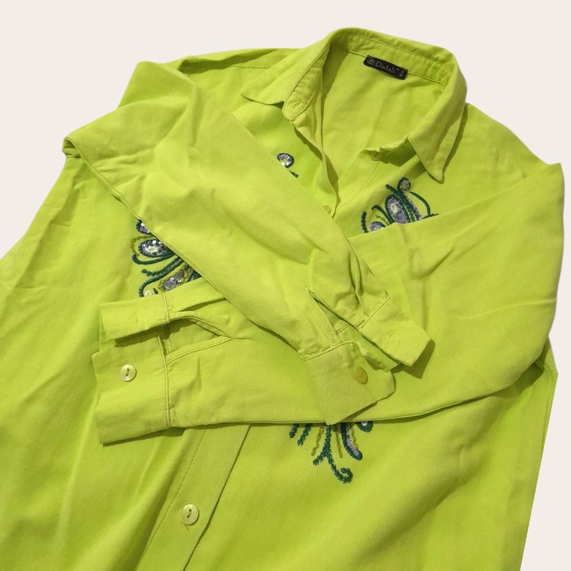 Nakışlı Fıstık Yeşili Gömlek (S/M Beden) - Görsel 5