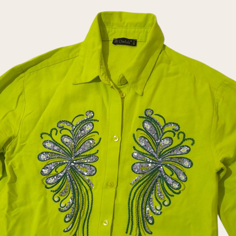 Nakışlı Fıstık Yeşili Gömlek (S/M Beden) - Görsel 2