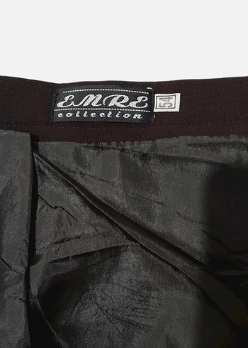 Zamansız Koyu Kahve Piliseli Kumaş Etek - Görsel 3