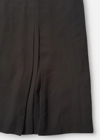 Zamansız Koyu Kahve Piliseli Kumaş Etek - Görsel 2