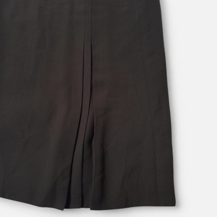 Zamansız Koyu Kahve Piliseli Kumaş Etek - Görsel 2