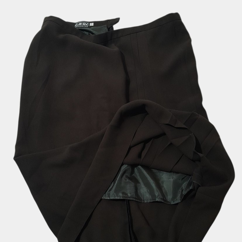 Zamansız Koyu Kahve Piliseli Kumaş Etek - Görsel 5