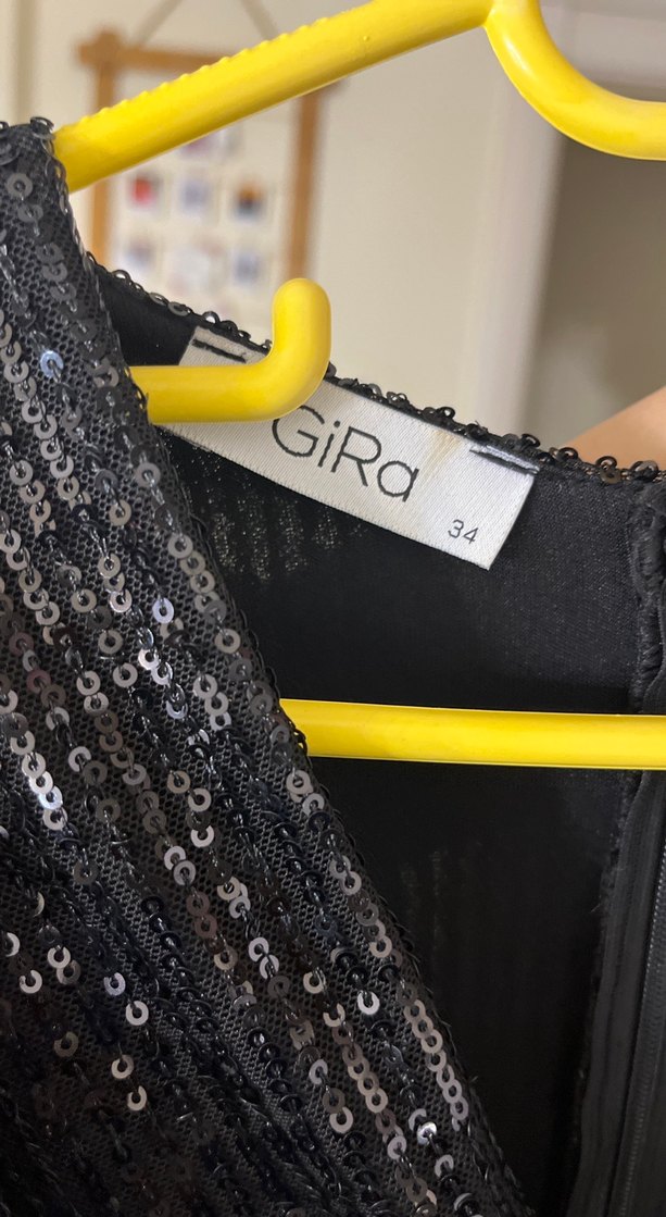 Yılan Desenli Siyah Uzun Kollu Kadın Abiye Elbise - Görsel 4