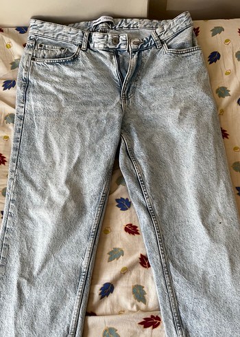 Mavi Büzgülü Rahat Kesim Erkek Kot Pantolon Bershka - Görsel 5