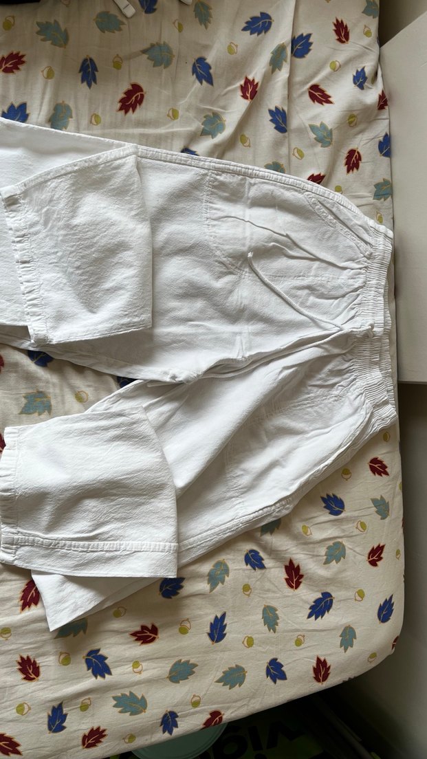 Beyaz Keten Salaş Midi Pantolon - Görsel 2