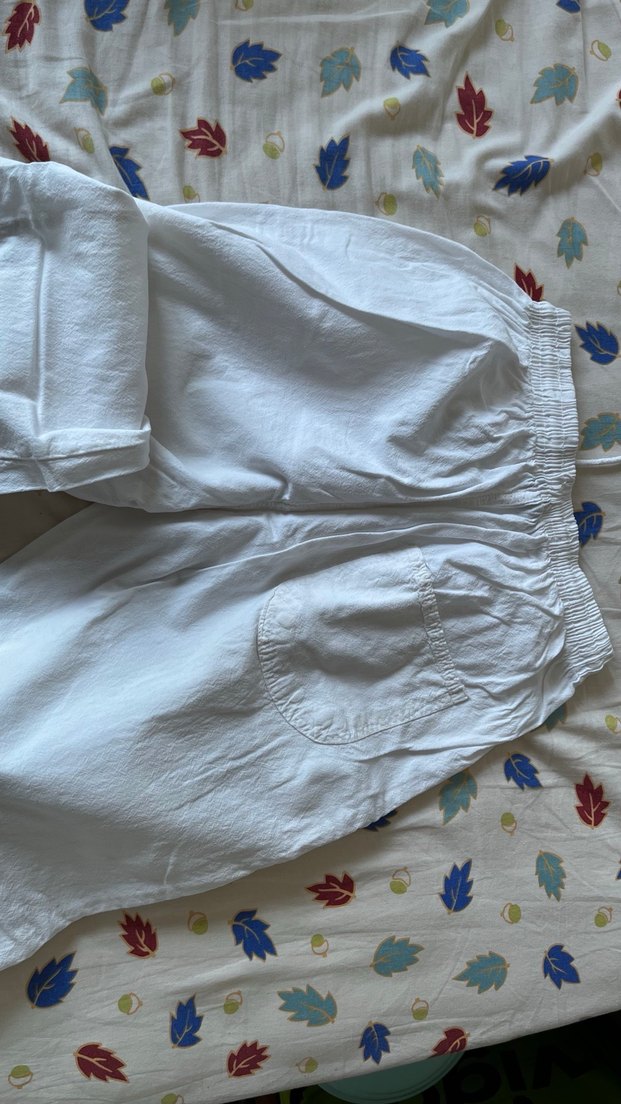 Beyaz Keten Salaş Midi Pantolon - Görsel 3