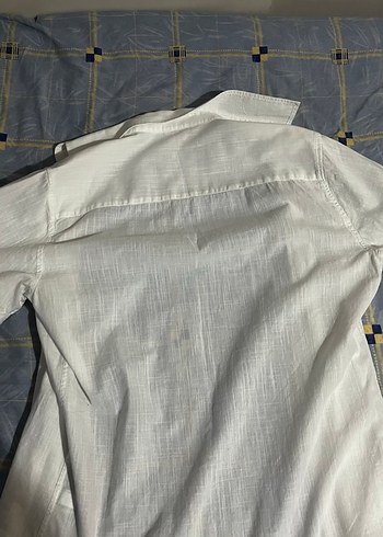 Erkek Beyaz Keten Kısa Kollu Gömlek - Görsel 3