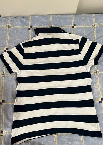 Erkek Siyah Beyaz Çizgili Polo Tişört M Beden - Görsel 3