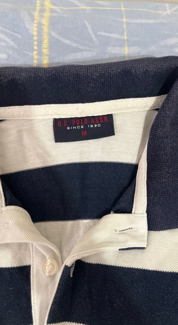 Erkek Siyah Beyaz Çizgili Polo Tişört M Beden - Görsel 2