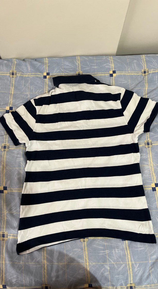 Erkek Siyah Beyaz Çizgili Polo Tişört M Beden - Görsel 3