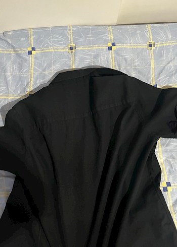 Erkek Siyah Kısa Kollu Keten Gömlek - Görsel 4