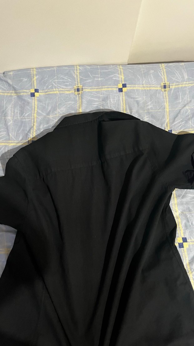 Erkek Siyah Kısa Kollu Keten Gömlek - Görsel 4