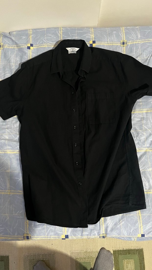 Erkek Siyah Kısa Kollu Keten Gömlek - Görsel 2