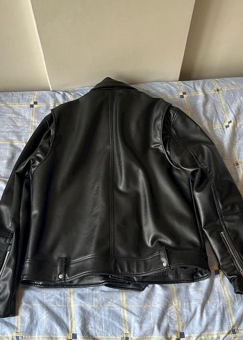 Zara Siyah Deri Biker Ceket, Fermuarlı, Notch Yaka L beden - Görsel 7