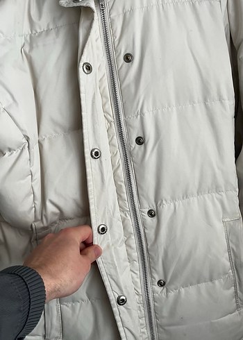 Gri Kürklü Beyaz Kadın Kışlık Mont - Görsel 4