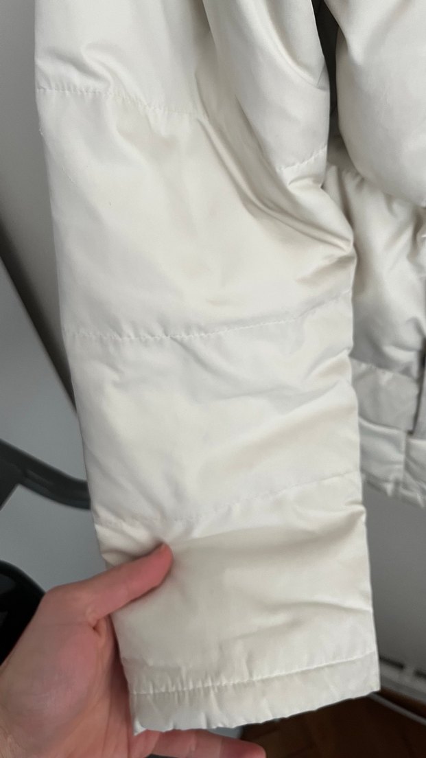 Gri Kürklü Beyaz Kadın Kışlık Mont - Görsel 3