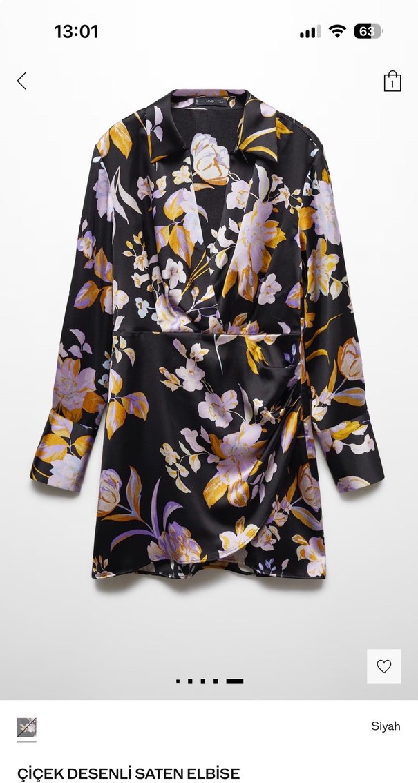 Çiçek Desenli Saten Mini Elbise - Görsel 2