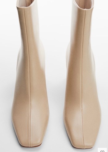 Bej Deri Kadın Topuklu Bot - Görsel 3