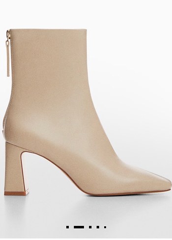 Bej Deri Kadın Topuklu Bot - Görsel 2