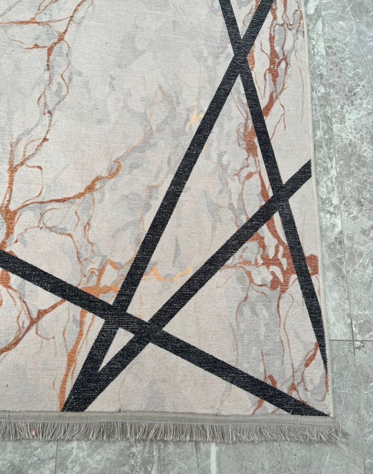 Gri Soyut Desenli Çağdaş Halı - Görsel 2