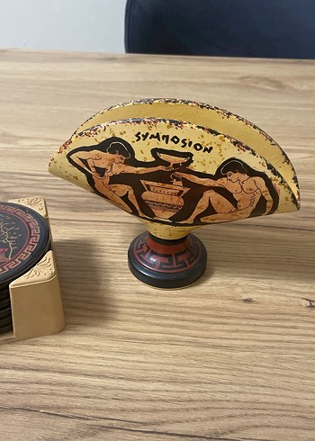 Antik Yunan Temalı Altın Desenli Bardak Altlıkları - Görsel 2