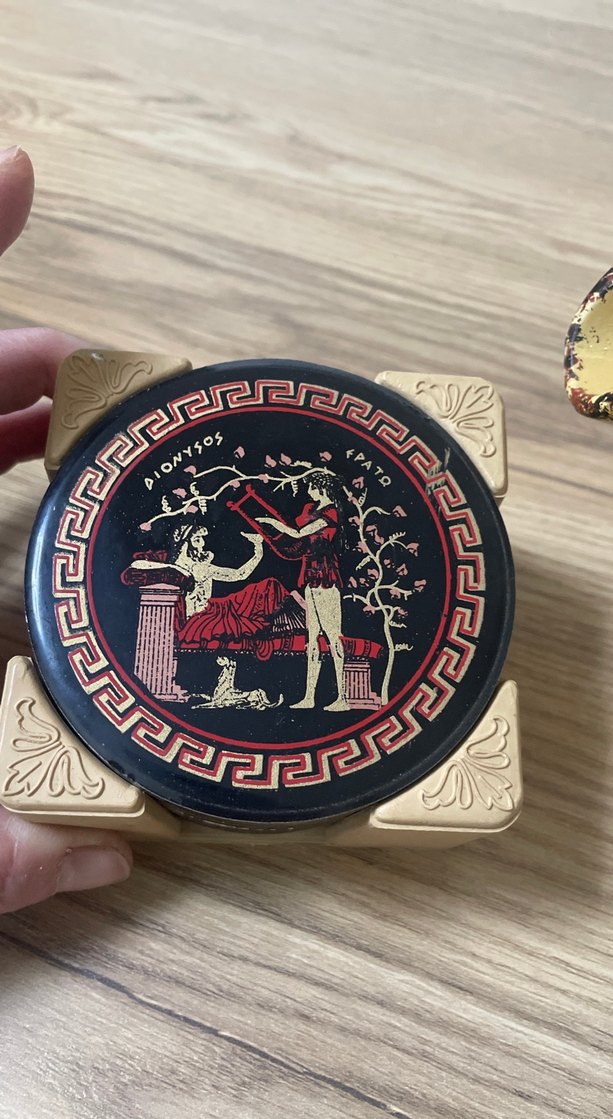 Antik Yunan Temalı Altın Desenli Bardak Altlıkları - Görsel 4