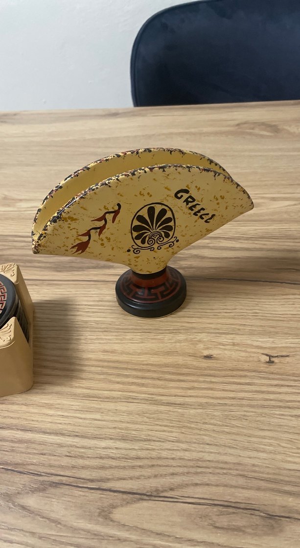 Antik Yunan Temalı Altın Desenli Bardak Altlıkları - Görsel 3