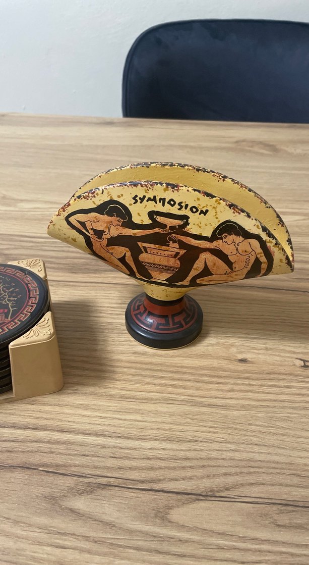 Antik Yunan Temalı Altın Desenli Bardak Altlıkları - Görsel 2