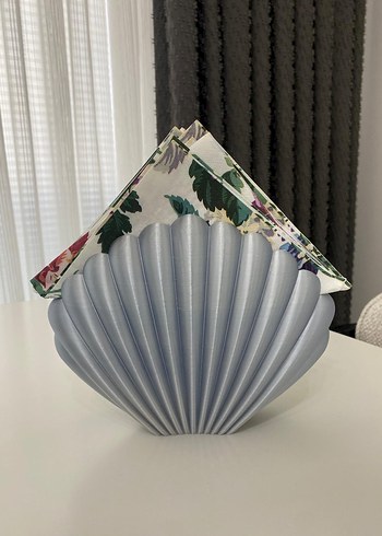 Gri Deniz Kabuğu Şeklinde Vazo/Peçetelik - Görsel 2