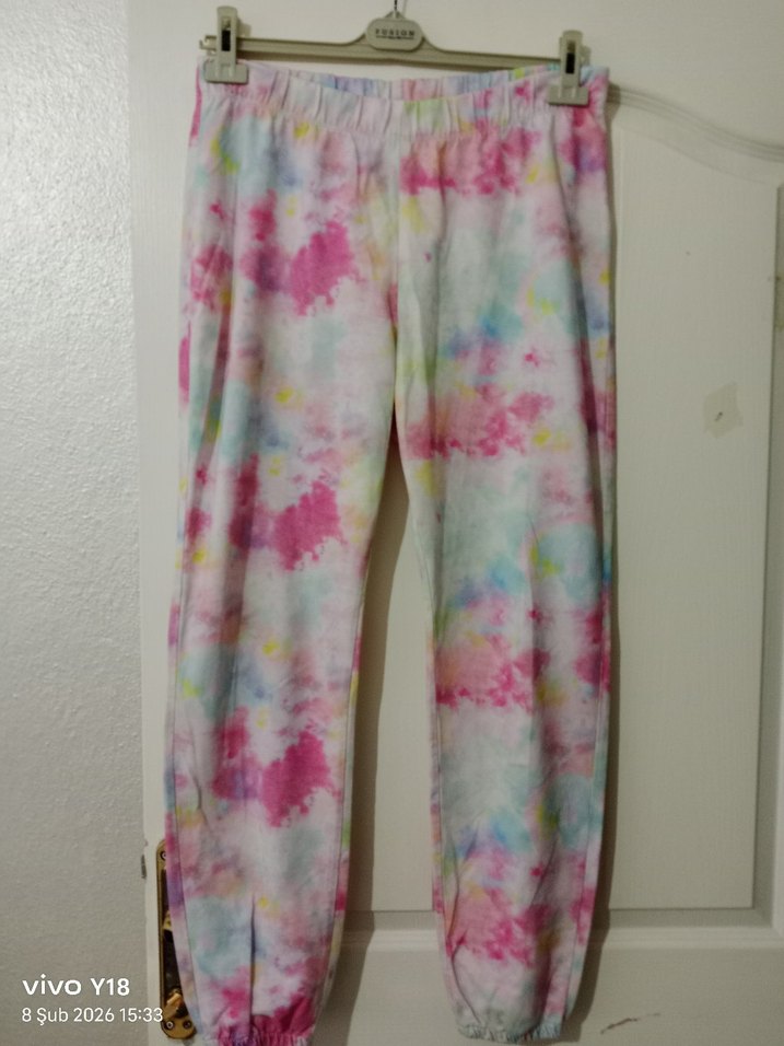 Bol Kesim Pastel Renkli Batik Desenli Kadın Eşofman - Görsel 2